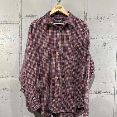 Vintage Abercrombie & Fitch Red and Purple Flannel Button Up Shirt Two pocket 