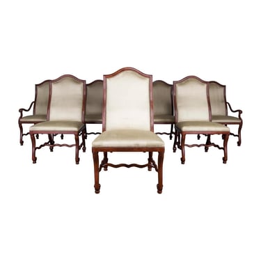 DELIVERY CHARGE Spanish Colonial Mahogany Dining Chairs W/ Mint Suede Microfiber by Drexel Heritage - Set of 8 