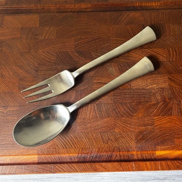 Dansk Ensemble Serving Utensil Set Serving Fork and Spoon Stainless Steel, Mid Century Flatware 