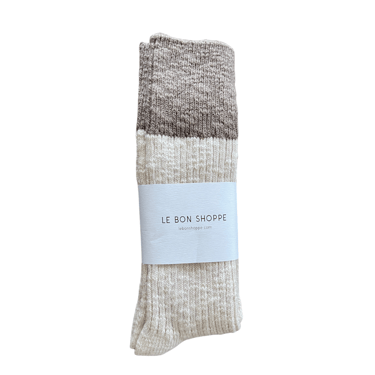 Le Bon Shoppe Color Block Cottage Socks - Oatmeal &amp; Flax
