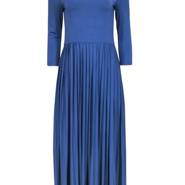 Halston - Blue Crop Sleeve Pleated Detail Dress Sz 10