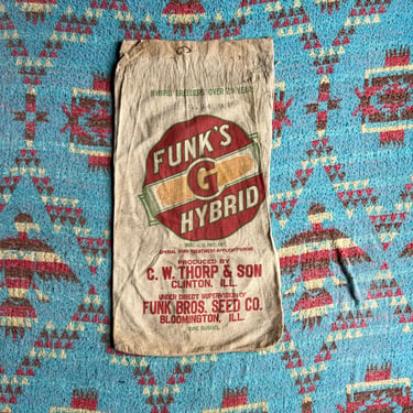 Vintage C.W. Thorp & Sons Funks G Hybrids Seed Sack Clinton, IL 