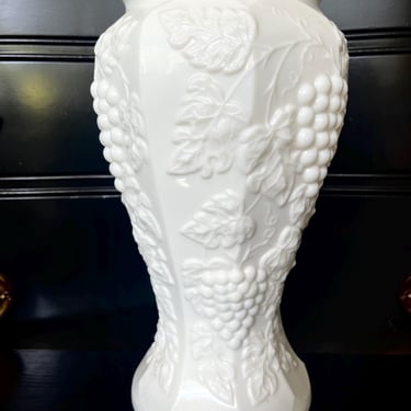 Westmoreland White Glass Grapevine Vase 