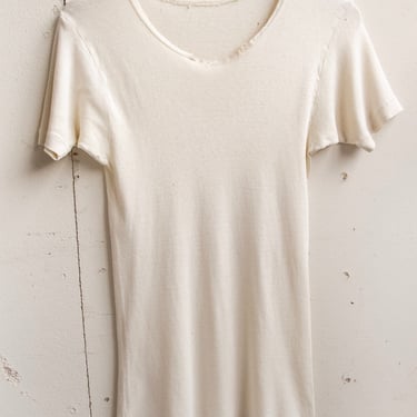1950s T-Shirt Ribbed Thin Distressed Tee S 