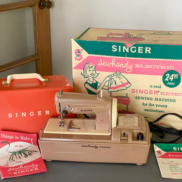 Vintage Singer Sewhandy Electric Sewing Machine Model 50 With Box 