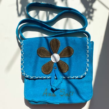 Blue Suede Flower Bag