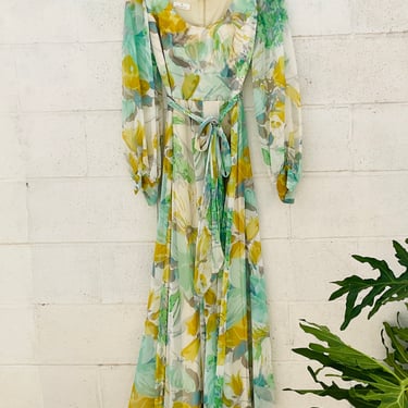Green And Yellow Floral Maxi Dress