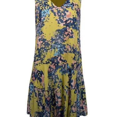 BCBG Max Azria - Chartreuse, Blue, & Pink Print Sleeveless Dress Sz XS