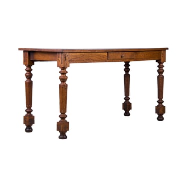 Antique French Louis XVI Style Oak Narrow Dining Table 