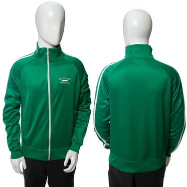 1970's Champion Green and White Stripe ASU Track Jacket Size L