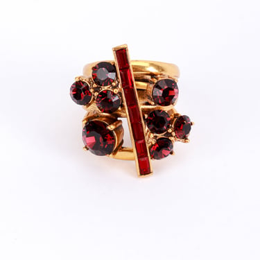 Mixed Reds Crystal Split Shank Ring