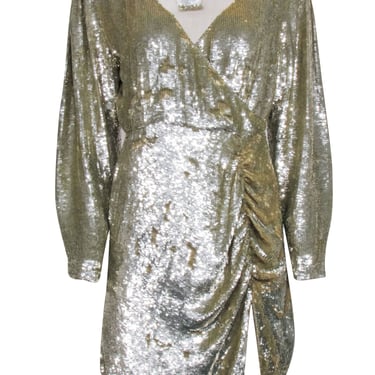 Retrofete - Gold Sequin Wrap Bodice "Stacey" Dress Sz L
