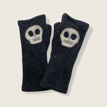 Fingerless Cashmere Gloves-Skull