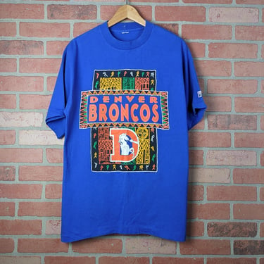 Vintage 90s NFL Denver Broncos Football Fiesta ORIGINAL Sports Tee - Large 