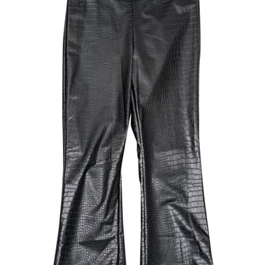 Avenue Montaigne - Black Croc Embossed Faux Leather Pants Sz 6