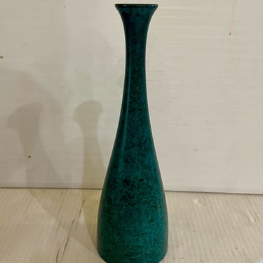 Patinated Bronze Finish on Metal Bud Vase Mid Century