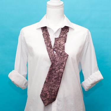 Upcycled Oscar de la Renta Pink and Black Floral Vintage Necktie 
