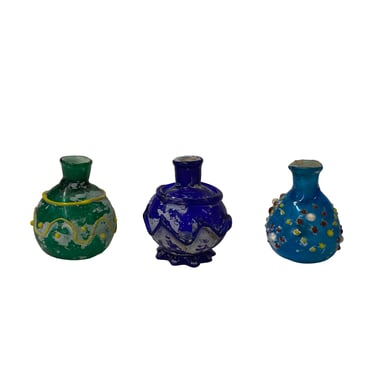 3 x Distressed Look Color Glass Small Bottle Vase Display ws2468E 