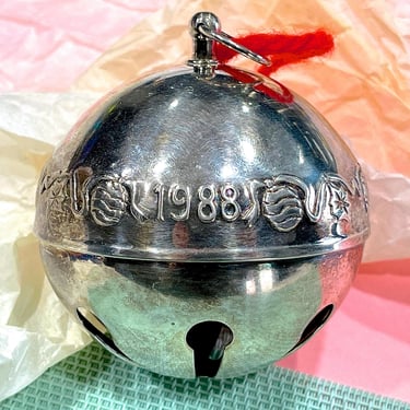 VINTAGE: 1988 - Wallace Silver Plated Sleigh Bell Ornament - Christmas Bell - Holiday Bell 