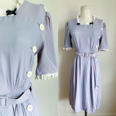 Vintage 1930s Lavender Purple Dress / XS 