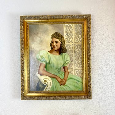 Original Antique Portrait, Framed Oil Painting, dated 1959 