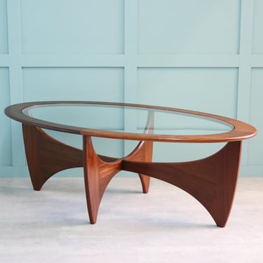 Refurbished G Plan Astro Teak & Glass Oval Shaped Coffee Table - Iconic Design by Victor Wilkins - New Glass / Refinished - Mid Century 