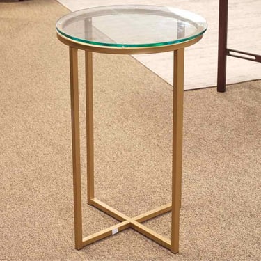 Round Gold &amp; Glass Side Table