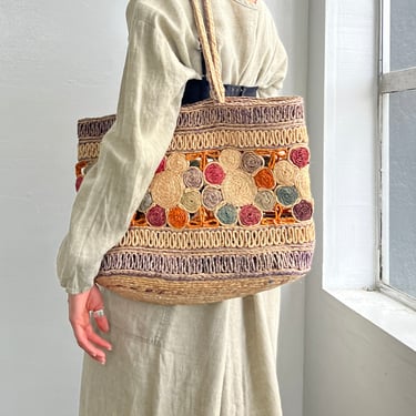 Colorful Woven Basket Bag ()