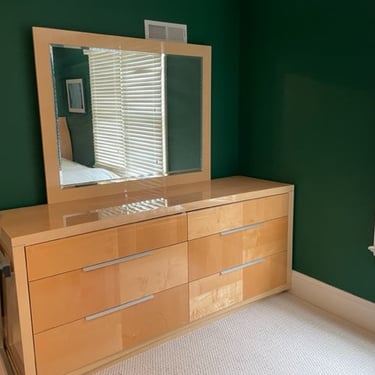 Contemporary 6 Drawer Beech Wood Dresser & Mirror SB183-42