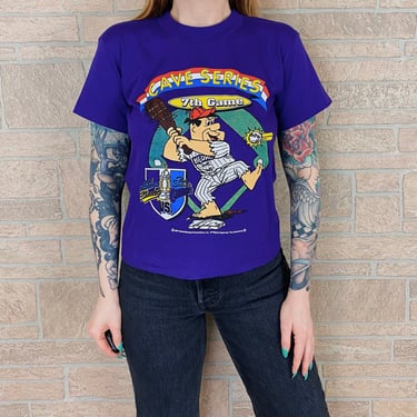 90's Vintage Flinstones Bedrock Baseball T Shirt 