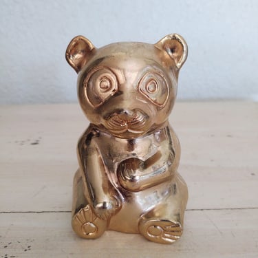 1970's Vintage Brass Panda / Bear Figurine 