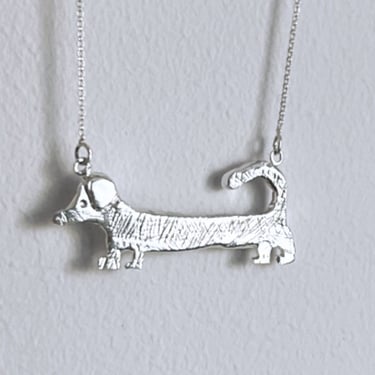 Reversible Customizable Sterling Silver Dachshund Necklace 