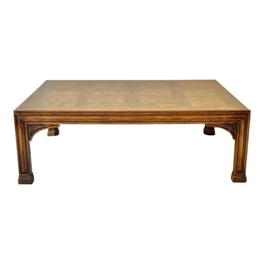 Henredon Asian Inspired Chippendale Burled Coffee Table 