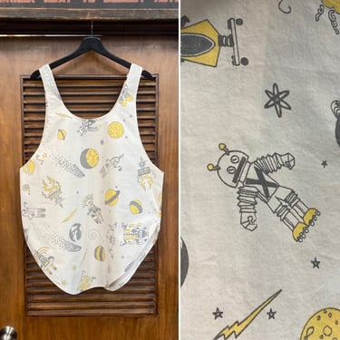 Vintage 1980’s “Michigan Rag” Robot Outer Space Tank Top New Wave Shirt Top, 80’s Vintage Clothing 