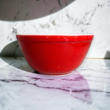 Vintage Pyrex Multicolor Set Red Round Mixing Bowl 402 Mid Century Modern 