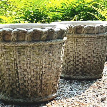Basket Form Planters, Pair