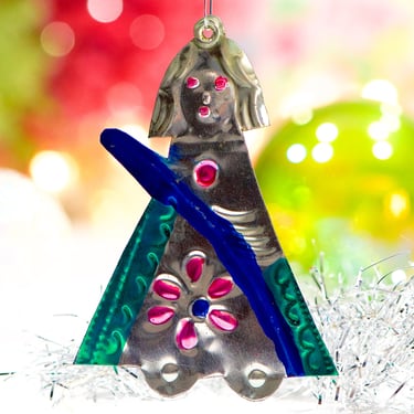 VINTAGE: Mexican Folk Art Tin Ornament - Handcrafted Ornament - Christmas - Holiday - Mexico - SKU 15-B1-00031205 