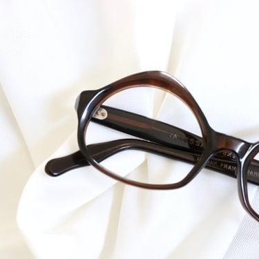 Vintage 50's French Swank Brown Cat Eyeglasses Frames 