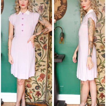 1940s Pale Purple Cotton Day Dress 