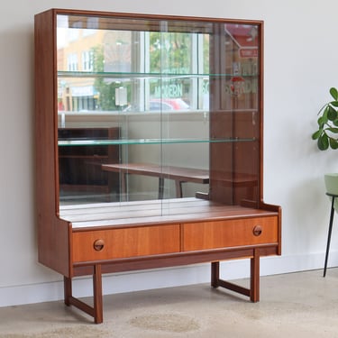 Mid-Century Modern Mirrored & Glass Bar Hutch 