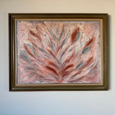 1970's Mid-Century Pink Expressionist Abstract Painting, Framed 