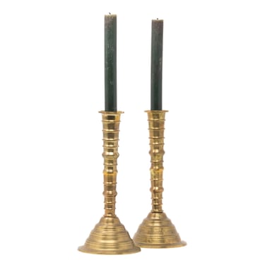 Pair of Vintage Brass Candlestick Holders, 9.5