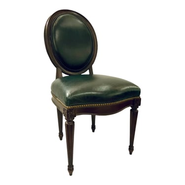 Baker Transitional Green Leather Lady Grey Side Chair / Desk Chair
