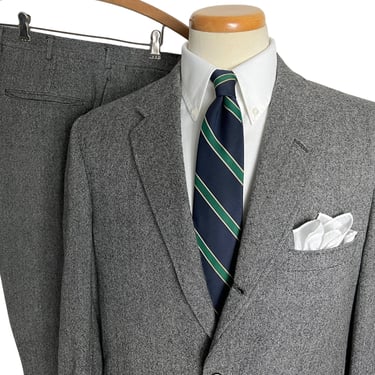 Vintage 1960s Wool TWEED 2pc Sack Suit ~ 42 Long ~ jacket / blazer / sport coat / pants ~ Preppy / Ivy / Trad 