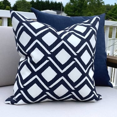 Geometric Blue Outdoor Pillow Cover