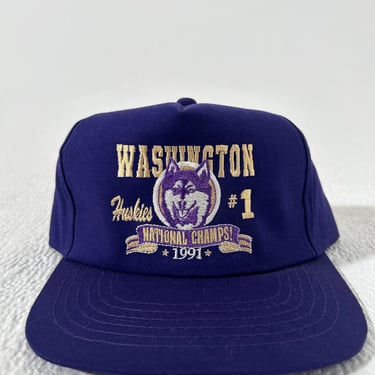 Vintage 1991 UW Huskies National Champs Snapback Hat