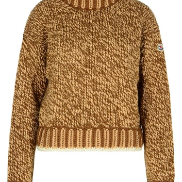 Moncler Brown Wool Blend Turtleneck Sweater Woman