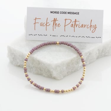 Fuck The Patriarchy Morse Code Bracelet, Bead Bracelet with Hidden Message, Layering Bracelet, Stretch Bracelet, Birthday Gift for Her 