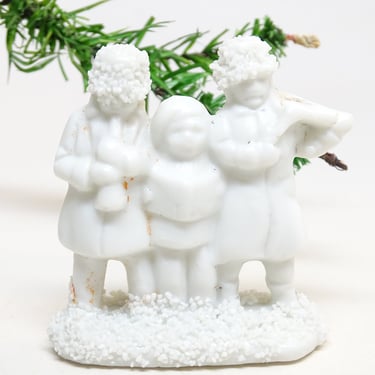 Antique Snow Baby Carolers for Christmas,  Vintage Unglazed Porcelain Bisque 