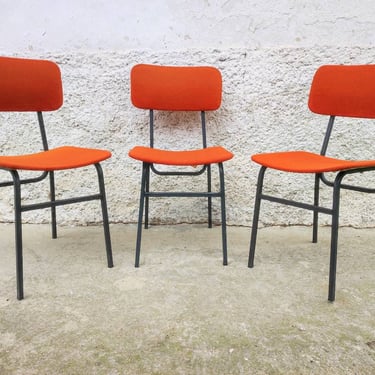 1 of 3 Vintage Chairs/ Office Chairs/ Orange Metal Chairs/Original Dinning Stools / Dining Chairs/ Vintage Furniture/ Yugoslavia/ 70s 